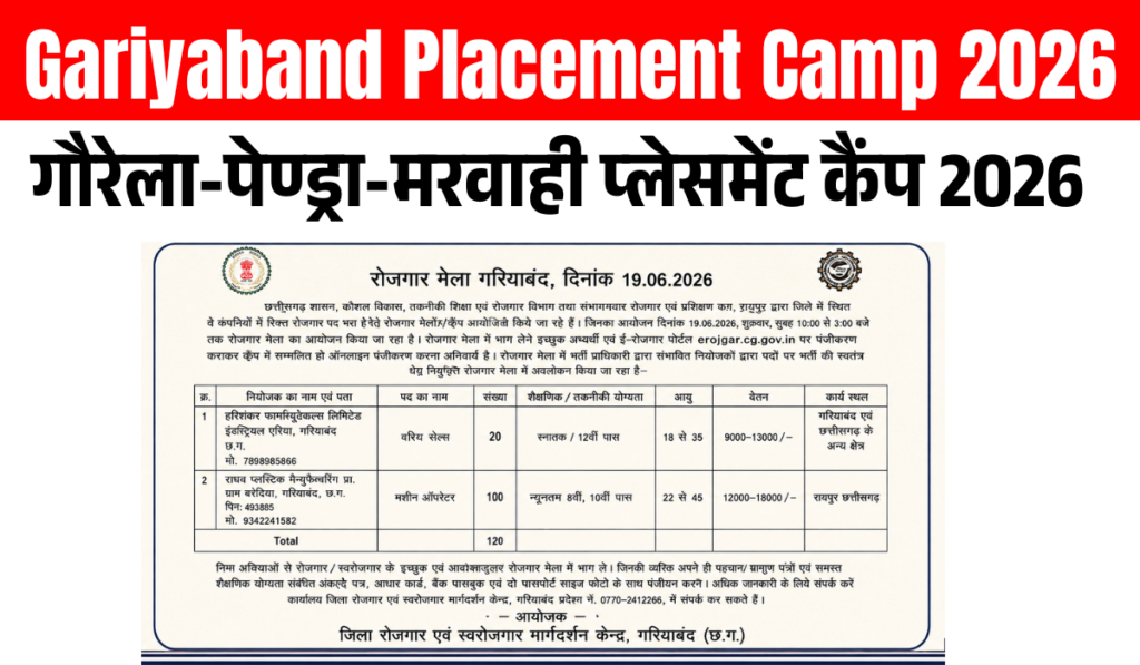 Gaurela pendra marwahi placement camp 2026 application form